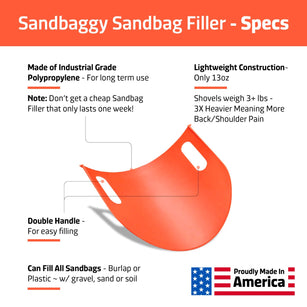 Orange Sandbag Filler Tool Specifications