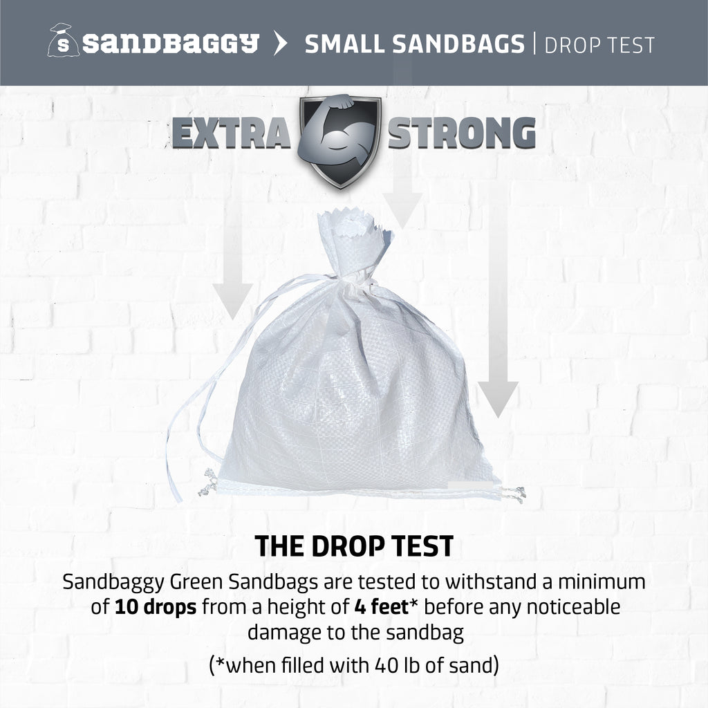 Sandbaggy white fillable sandbags are heavy duty.