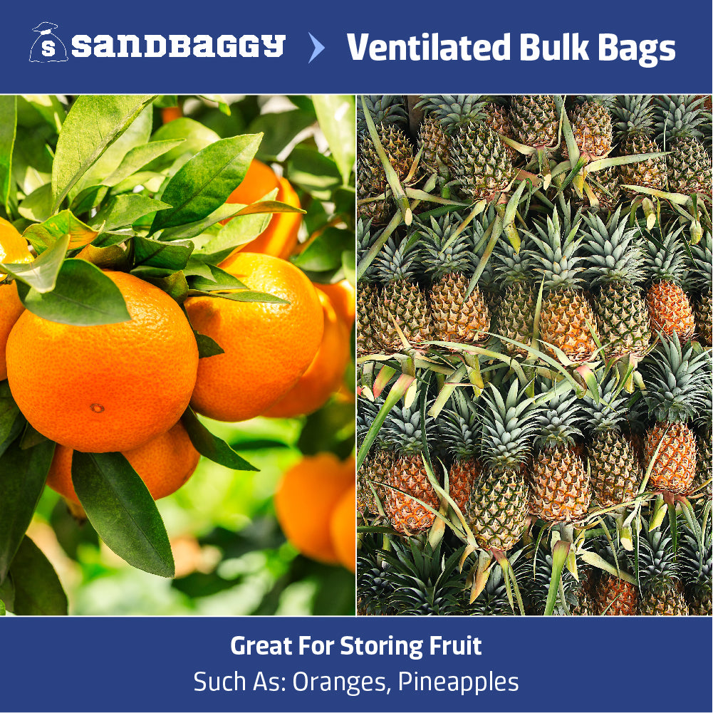 Ventilated Bulk Bags for storing fruit such as oranges and pineapples
