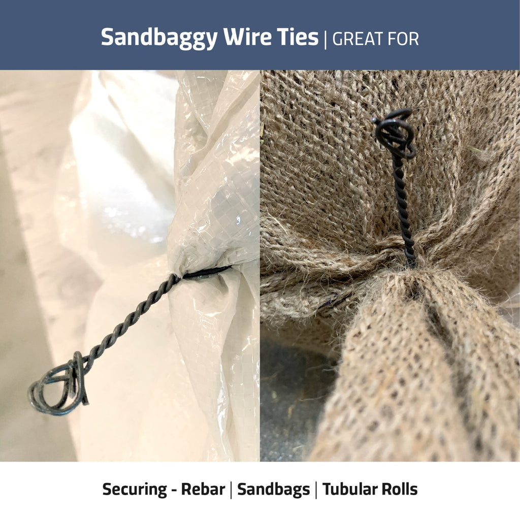 Double loop wire ties 6inch great for rebar, tying sandbags and tubular rolls