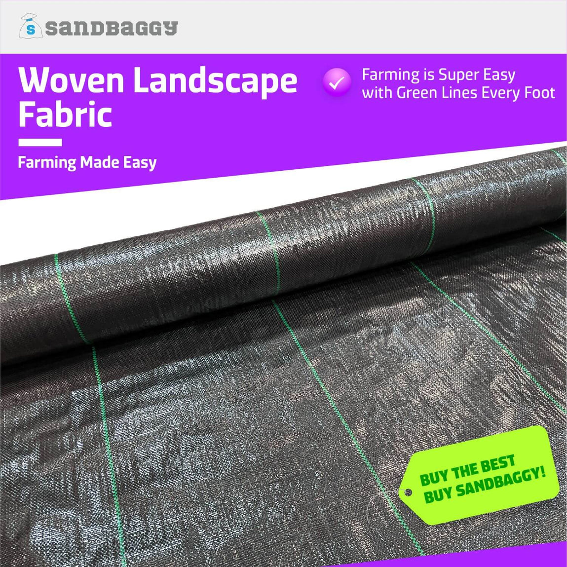 6 ft Wide Woven Landscape Fabric Roll (3 oz) – Sandbaggy