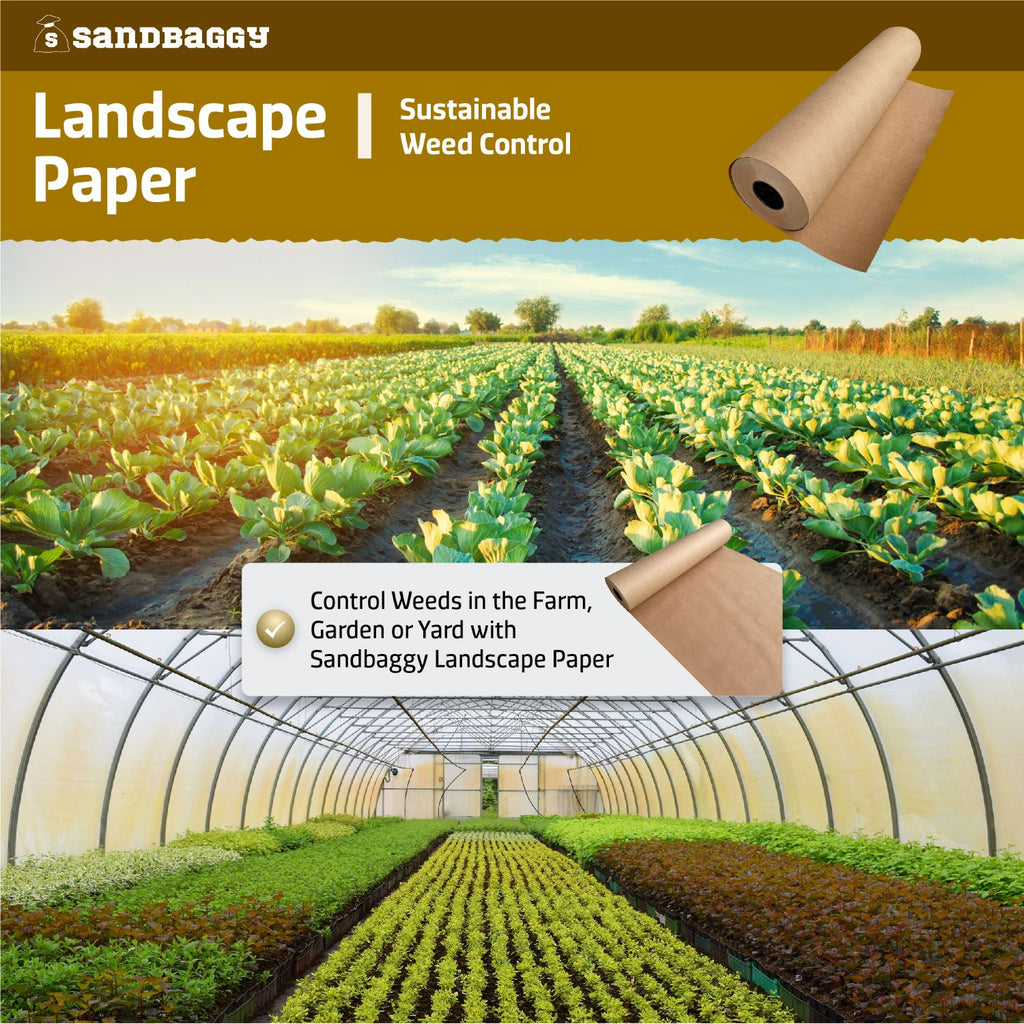 Biodegradable Landscape Fabric - Garden Paper For Weeds - Paper Mulch (2-5 ft wide) - Made In USA