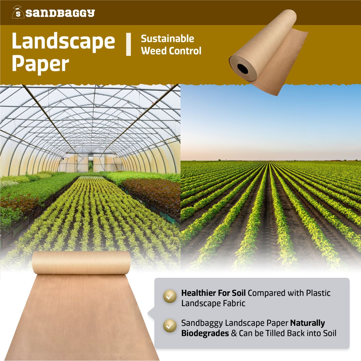 Biodegradable Landscape Fabric - Garden Paper Rolls For Weeds – Sandbaggy