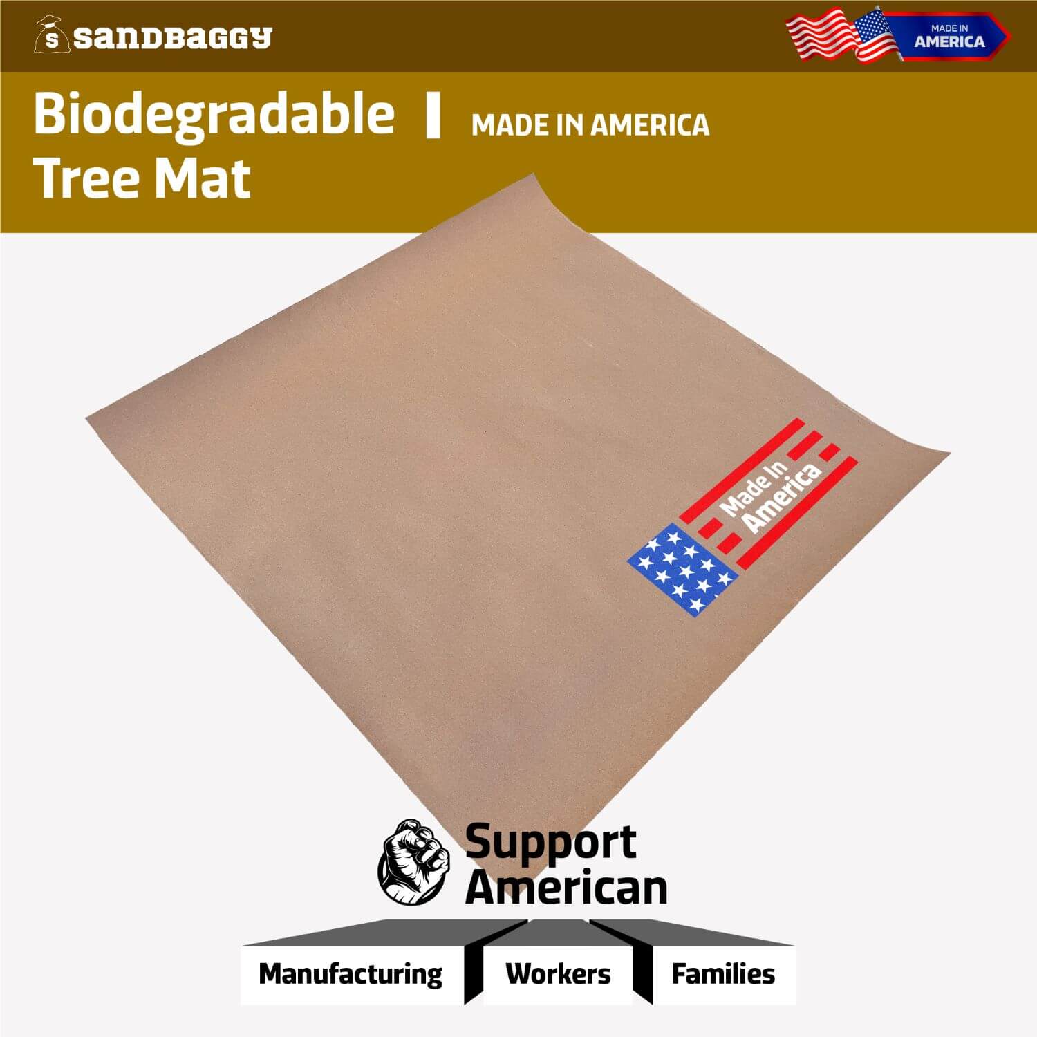 Tree Weed Barrier Mats - 3 ft x 3 ft Tree Squares - Sandbaggy