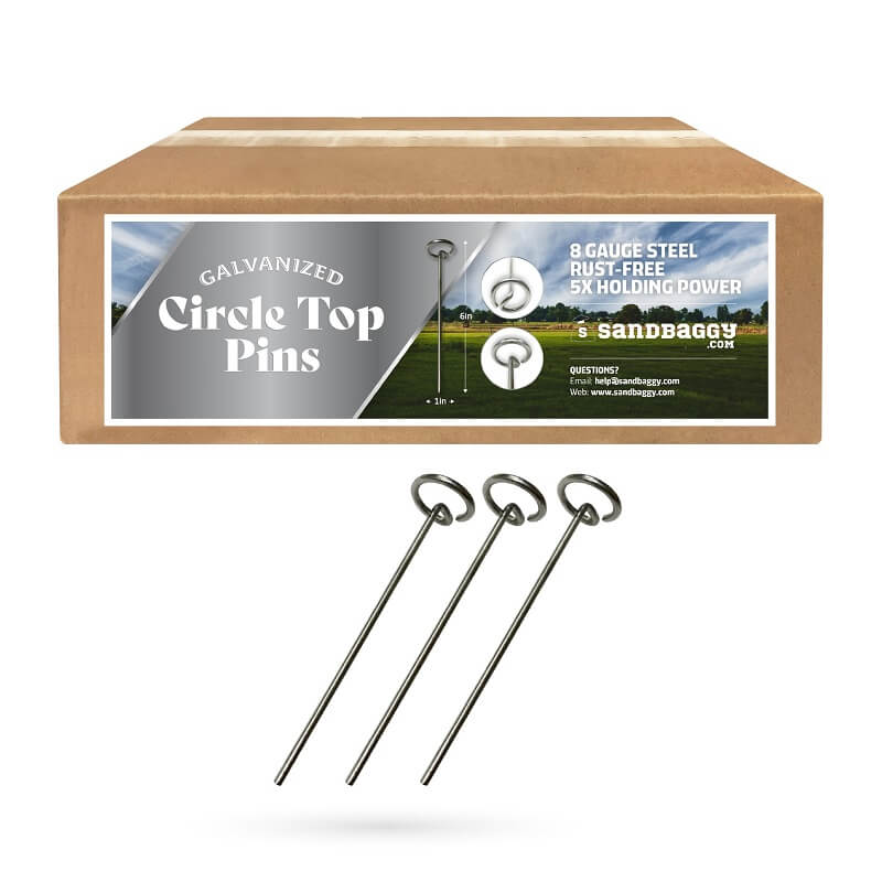 Circle Top Pins Galvanized (6" x 1"): 8 gauge steel, rust-free, 5x holding power