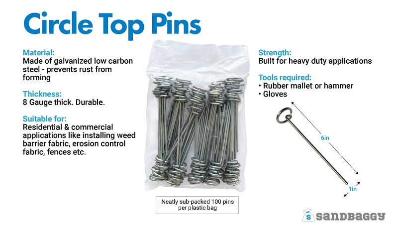 round top landscape fabric pins