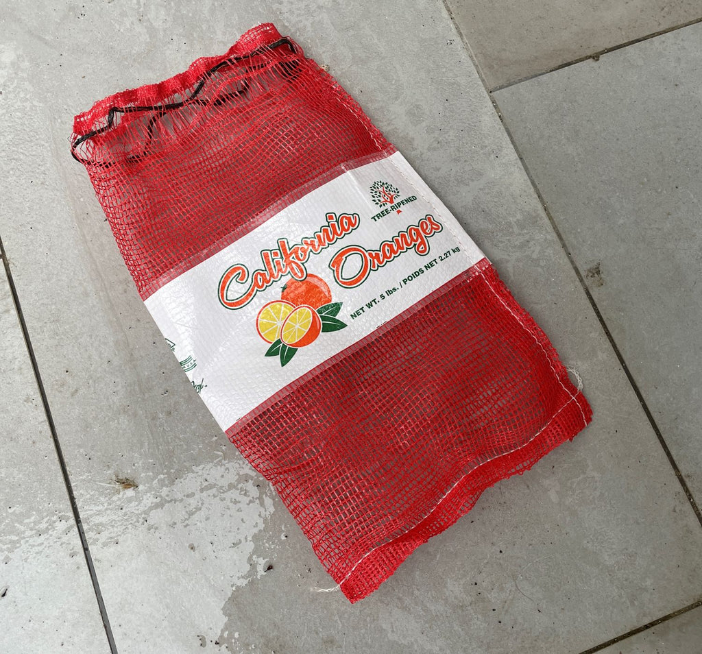 red custom printed mesh produce bags with drawstring
