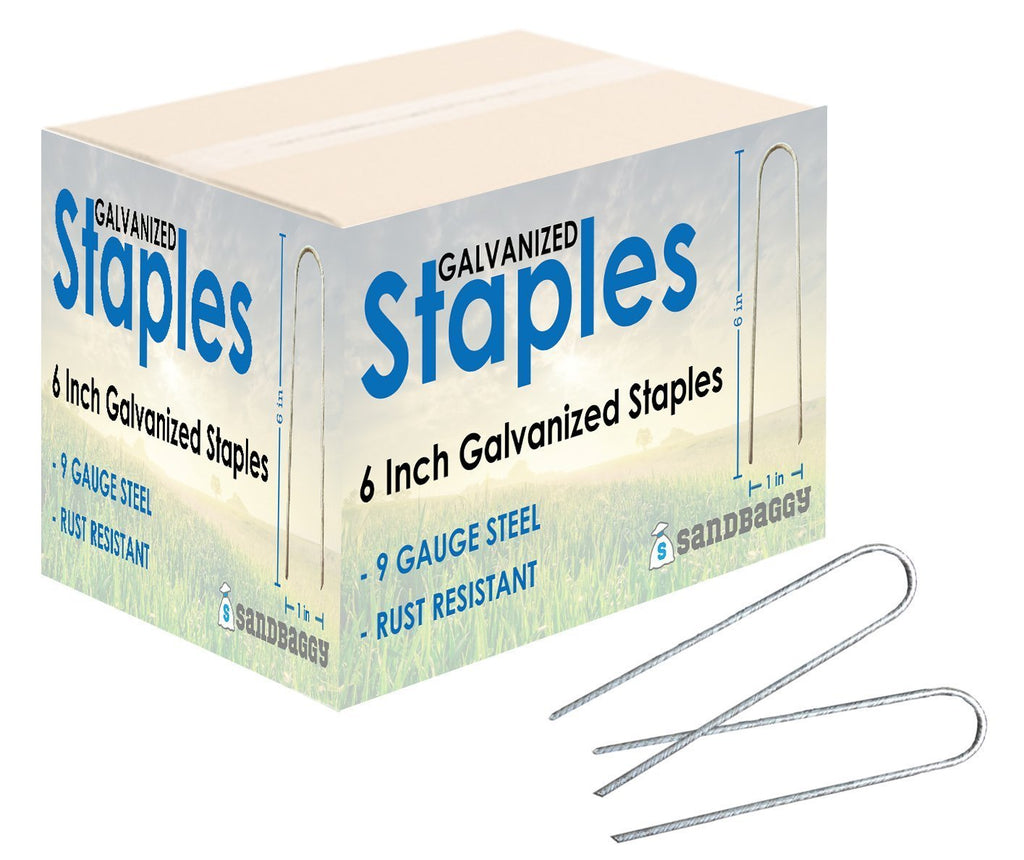 6-inch galvanized staples: 9 gauge steel, rust resistant
