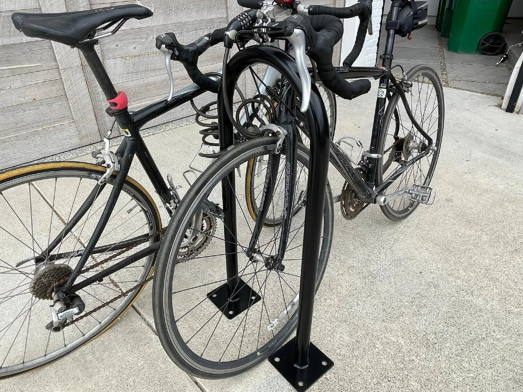 Outdoor Bike Rack | U Bike Rack, In Ground, Commercial (Black) - Sandbaggy