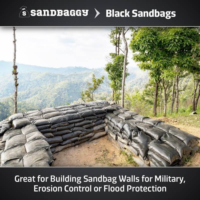 Ultra Heavy Duty Black Sandbags [4K hours UV protection] - Military Grade: Can Be Dropped 40X