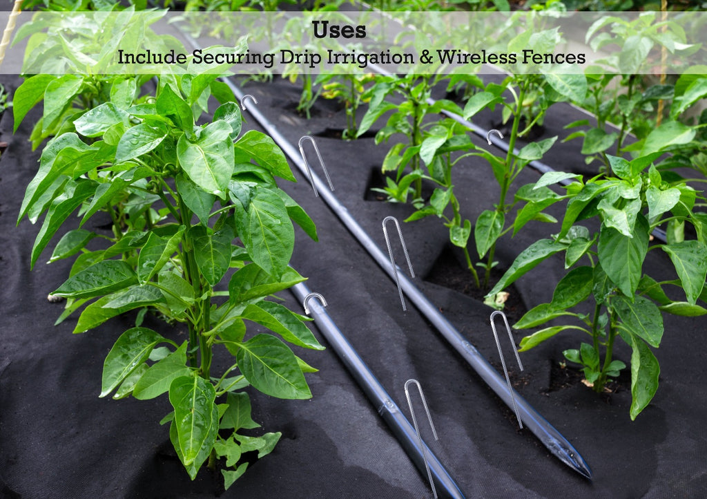 Uses: including securing drip irrigation and wireless fences