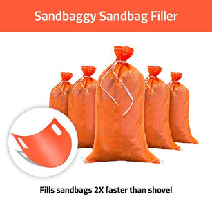 Plastic 15" x 15" sandbag shovel fills bags with sand, dirt, mulch, or gravel.