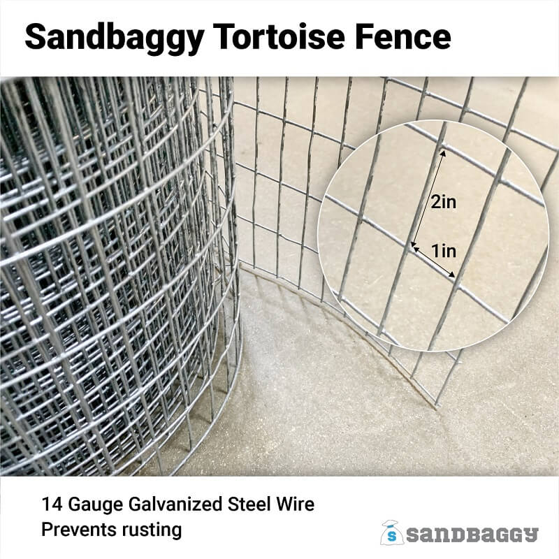 14 Gauge Galvanized tortoise fence with mesh size 1" x 2"