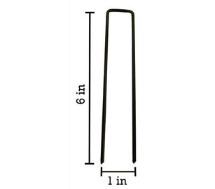 6-inch 8-GAUGE steel landscape staples dimensions: 6 inches long x 1 inch wide
