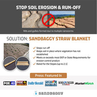 Straw erosion control blanket for slope stability