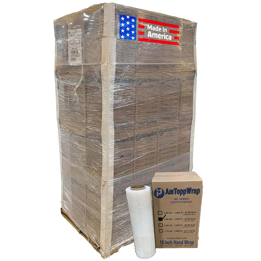 Stretch Wrap Film - 18-inch x 1500 ft [Made in USA]
