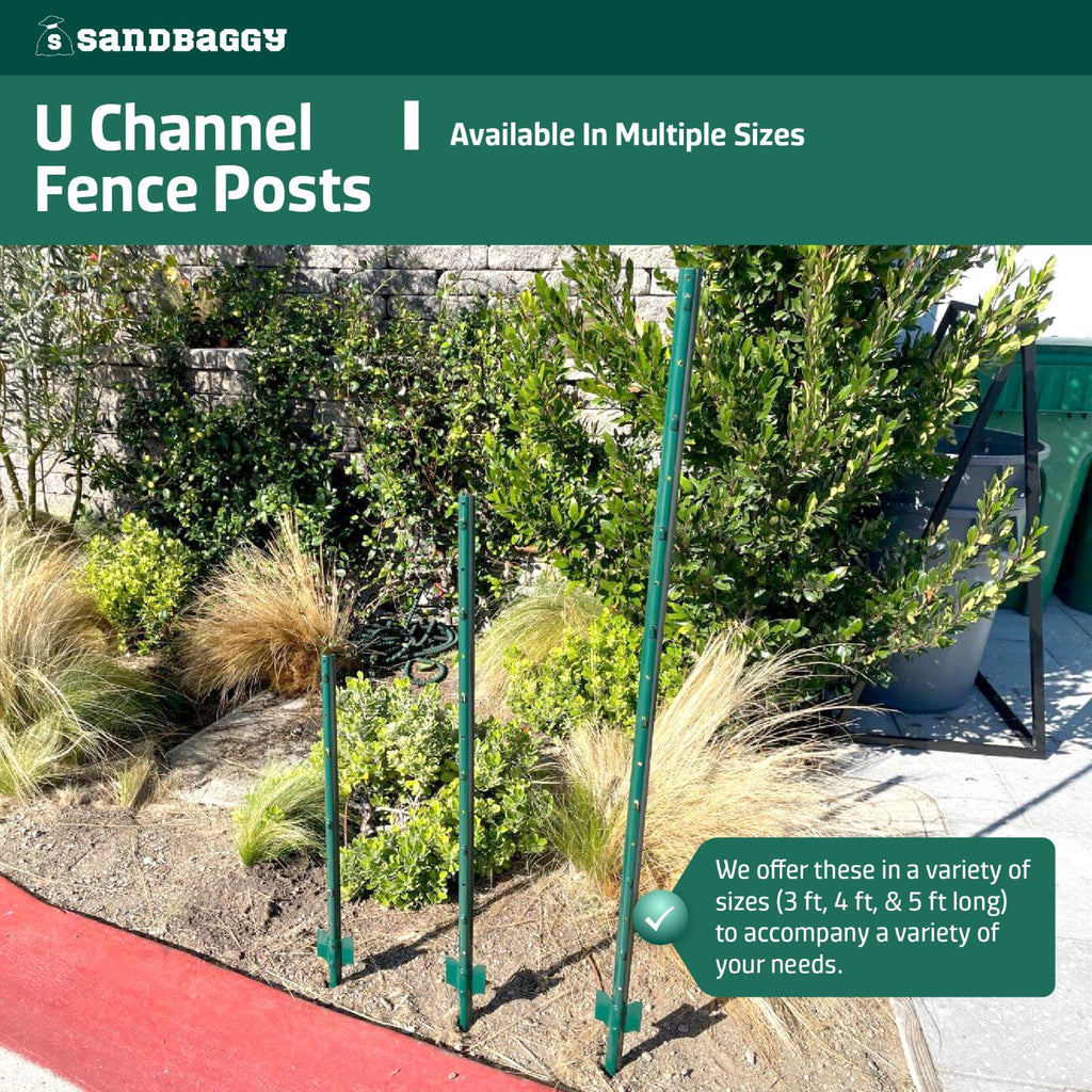 u channel fence posts 3 ft, 4 ft, or 5 ft long